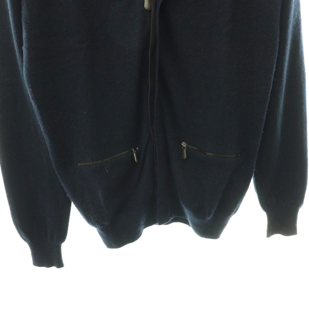 Bottega Veneta Cashmere Cotton Knit Cardigan Long Sleeve Neck Zip Up 44 Navy DO — view 4