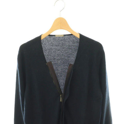 Bottega Veneta Cashmere Cotton Knit Cardigan Long Sleeve Neck Zip Up 44 Navy DO — view 3
