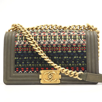 Chanel CC Logo Chain Shoulder Leather Bag Khaki Brands