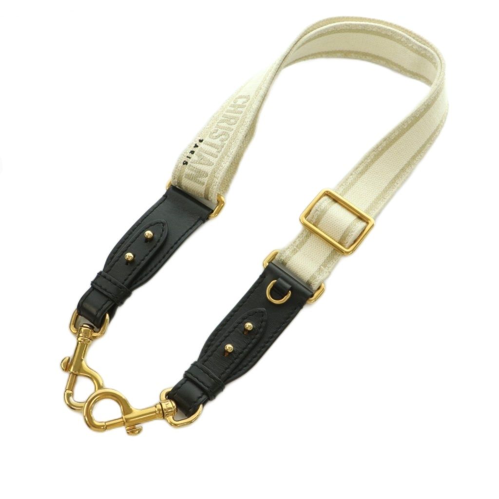 Dior Shoulder Strap Canvas Logo Embroidery Ivory