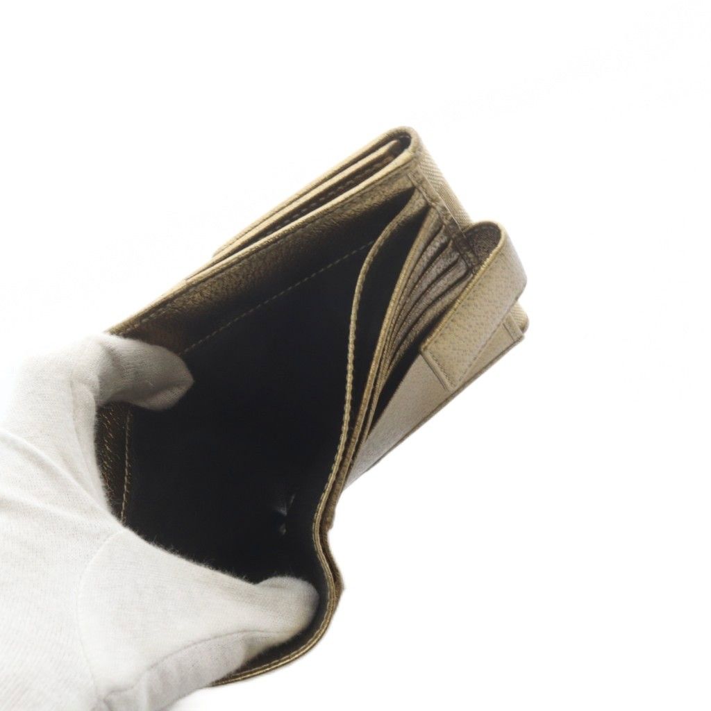 Gucci GG Canvas Bifold Wallet Gold Color Brown — view 8