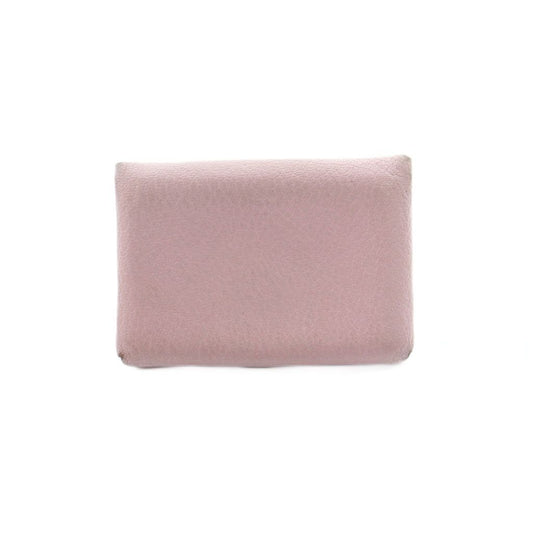 Hermes Calvi Duo Coin Purse Bifold Leather Pink
