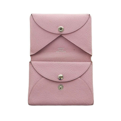 Hermes Calvi Duo Coin Purse Bifold Leather Pink — view 5
