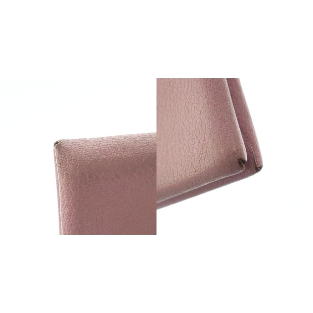 Hermes Calvi Duo Coin Purse Bifold Leather Pink — view 9