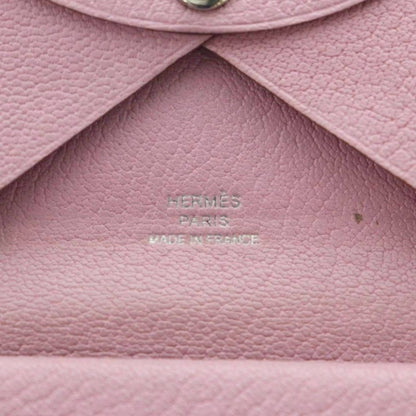 Hermes Calvi Duo Coin Purse Bifold Leather Pink — view 8