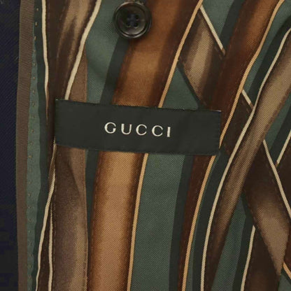Gucci Lining Silk Scarf Pattern Tailored Jacket Fully Lined Wool Dark Blue Dark — view 5