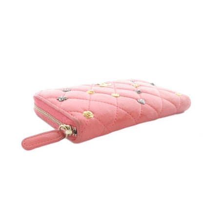 Chanel CC Logo Quilted Zip Around Fragment Case Leather Pink — view 5