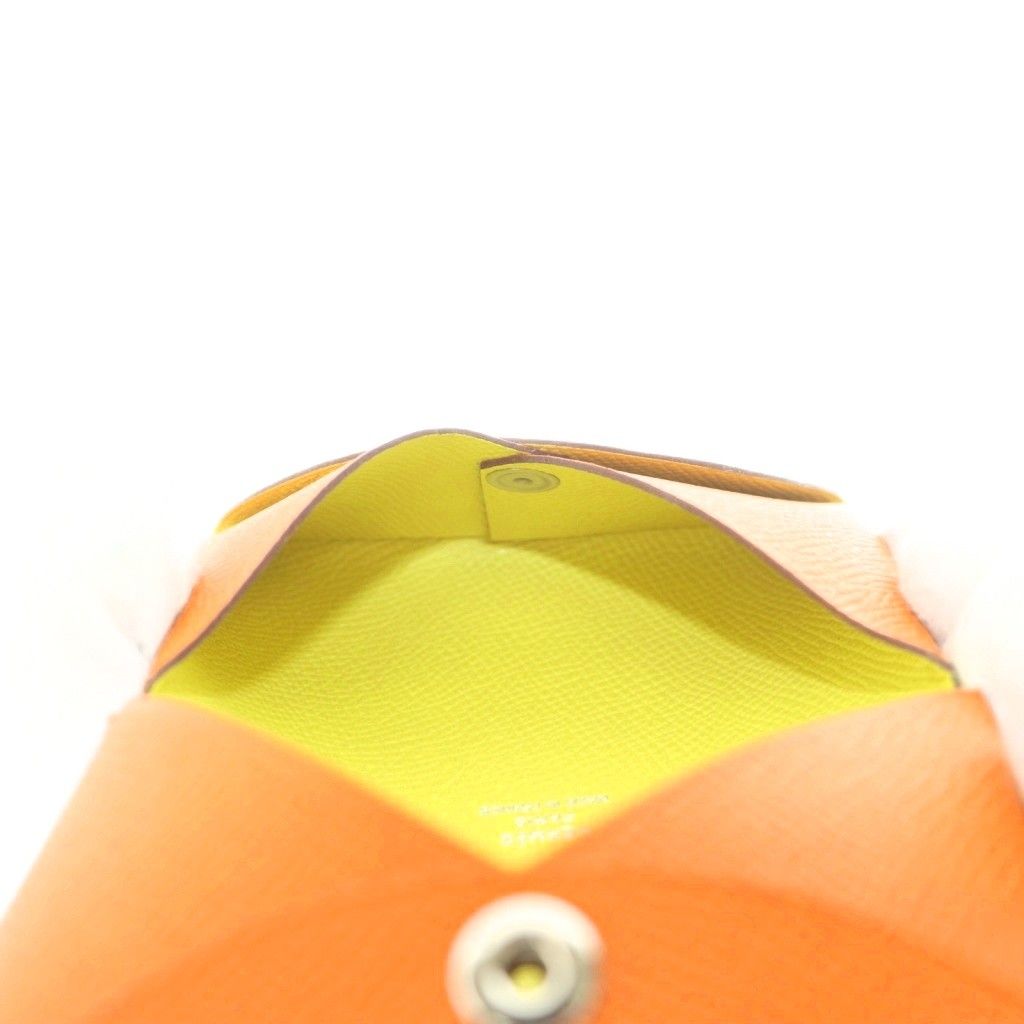 Hermes Calvi Verso Coin Case Leather Orange — view 6