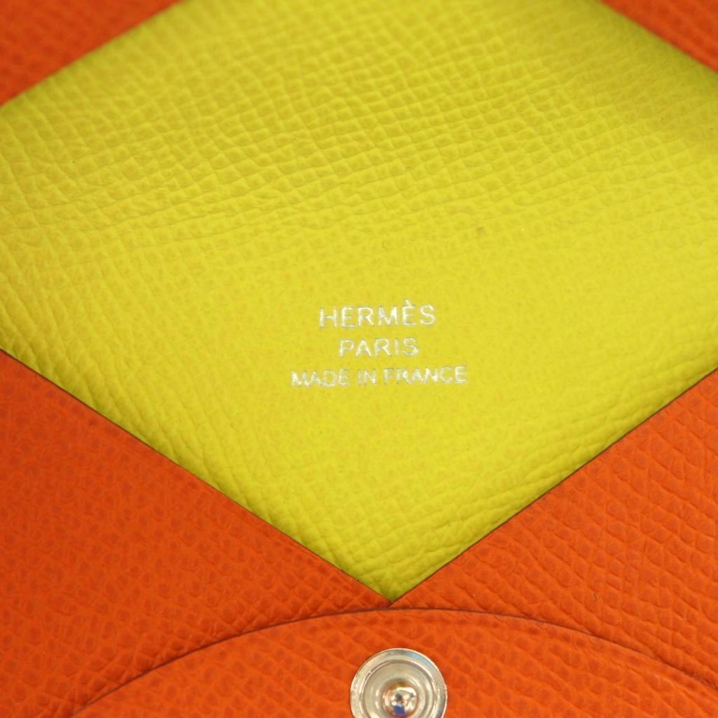 Hermes Calvi Verso Coin Case Leather Orange — view 8