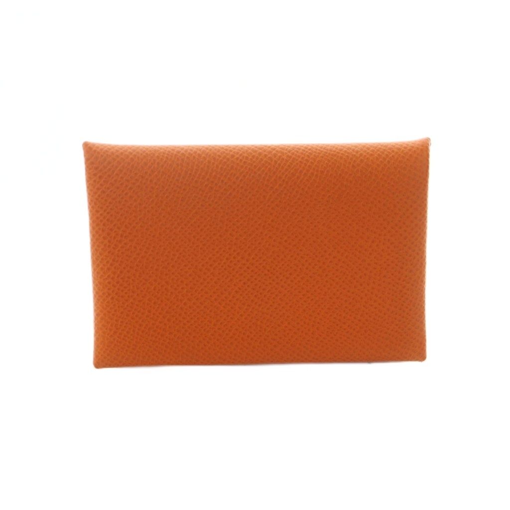 Hermes Calvi Verso Coin Case Leather Orange — view 2