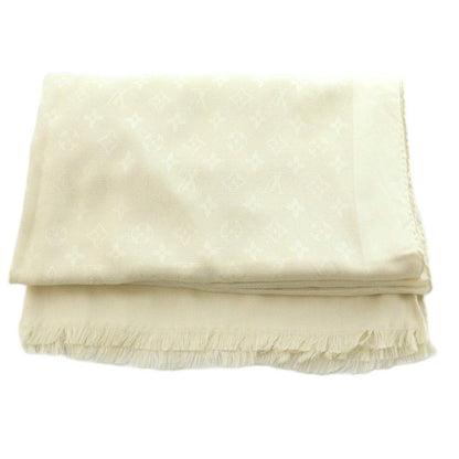 Louis Vuitton Monogram Shine Shawl Silk Lame Thread Ivory Scarf — view 2