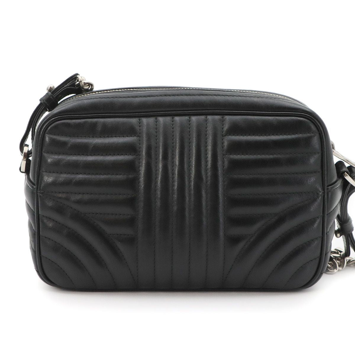 Prada Diagram Chain Shoulder Bag Leather Nero Black Silver — view 2