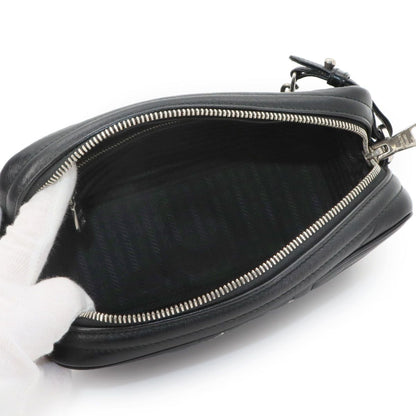 Prada Diagram Chain Shoulder Bag Leather Nero Black Silver — view 6