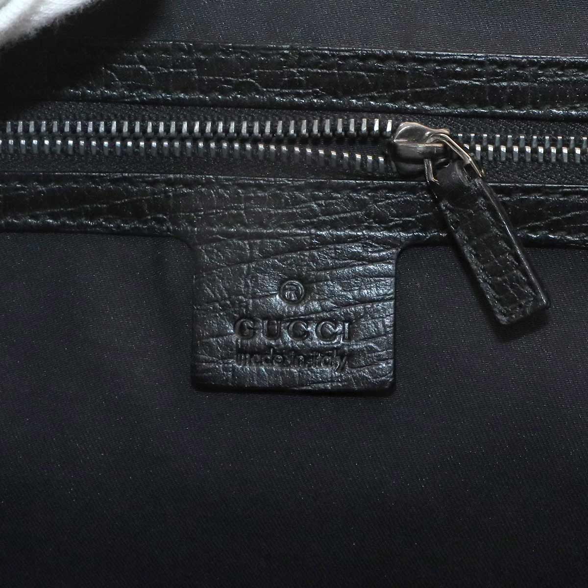 Gucci Banboo Hand Bag GG Canvas Leather Black Silver — view 7