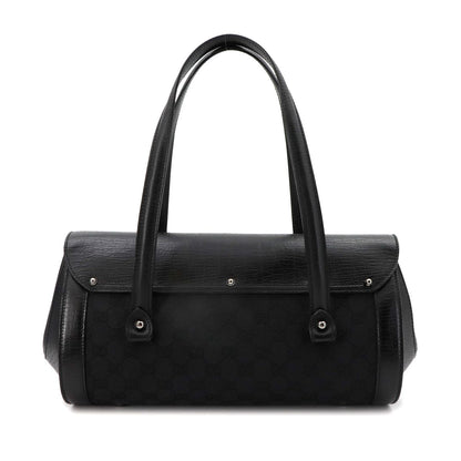 Gucci Banboo Hand Bag GG Canvas Leather Black Silver — view 2