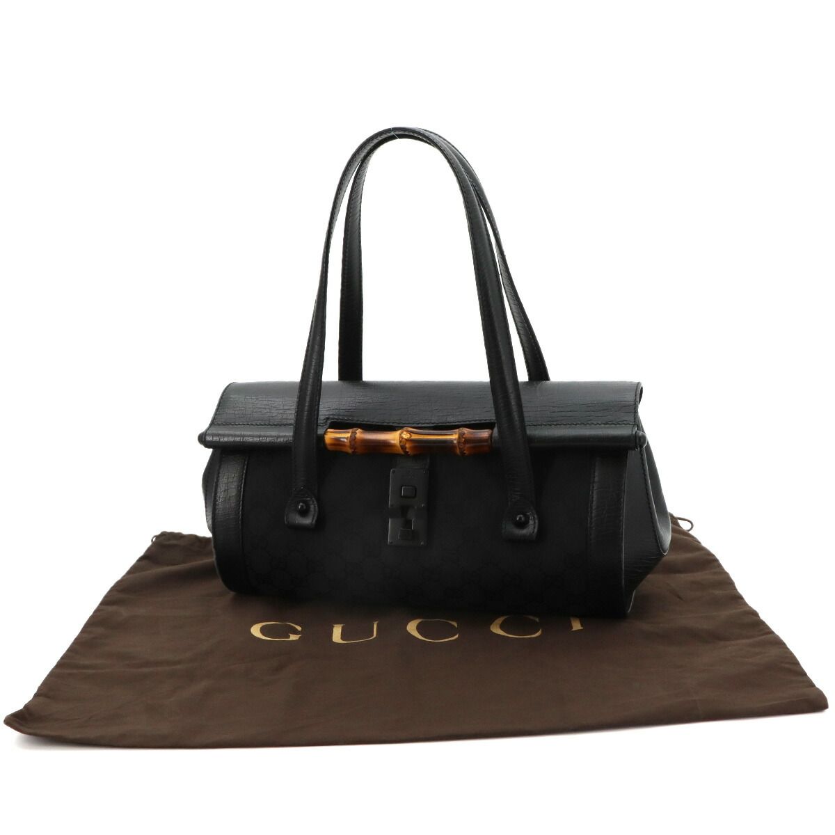 Gucci Banboo Hand Bag GG Canvas Leather Black — view 2