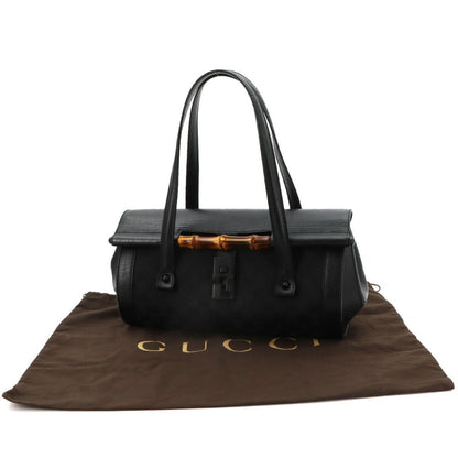 Gucci Banboo Hand Bag GG Canvas Leather Black — view 2