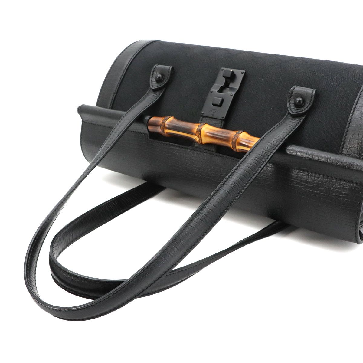 Gucci Banboo Hand Bag GG Canvas Leather Black — view 6