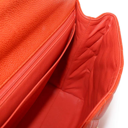 Chanel Quilted Hand Bag Caviar Leather Orange Gold Vintage — view 8