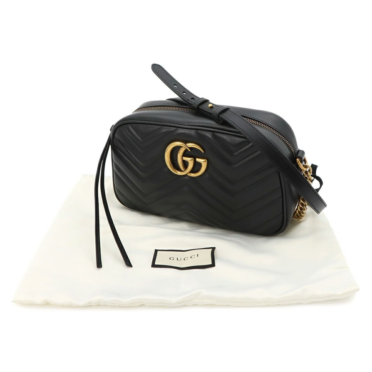 Gucci GG Marmont Chain Shoulder Bag Leather Black — view 2