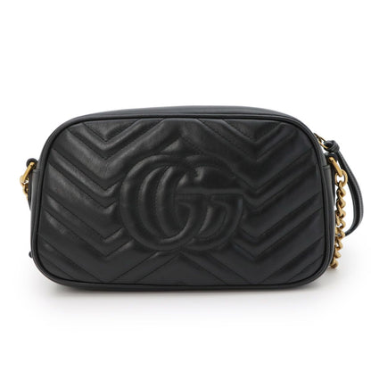 Gucci GG Marmont Chain Shoulder Bag Leather Black — view 3