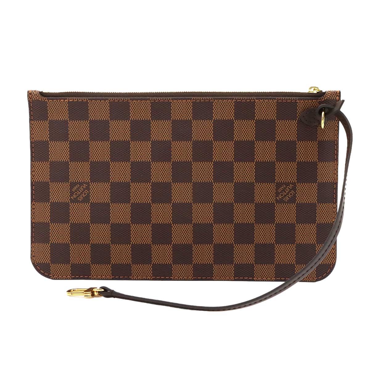 Louis Vuitton Damier Neverfull Pouch Ebene Gold — view 2