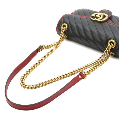 Gucci GG Marmont Shoulder Bag Leather Black Red Gold — view 5