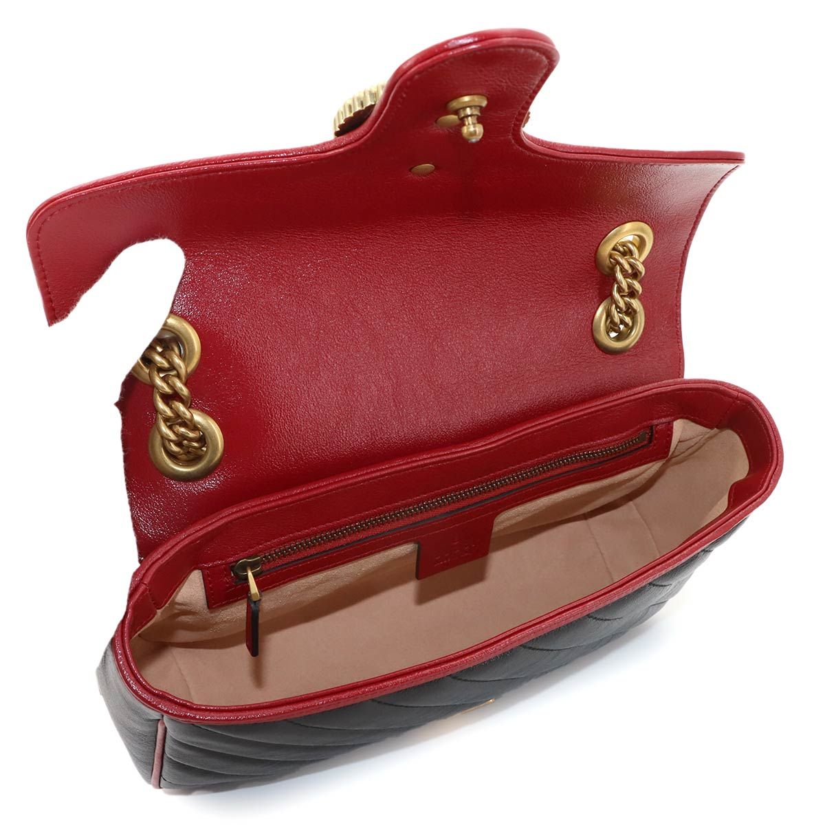 Gucci GG Marmont Shoulder Bag Leather Black Red Gold — view 7