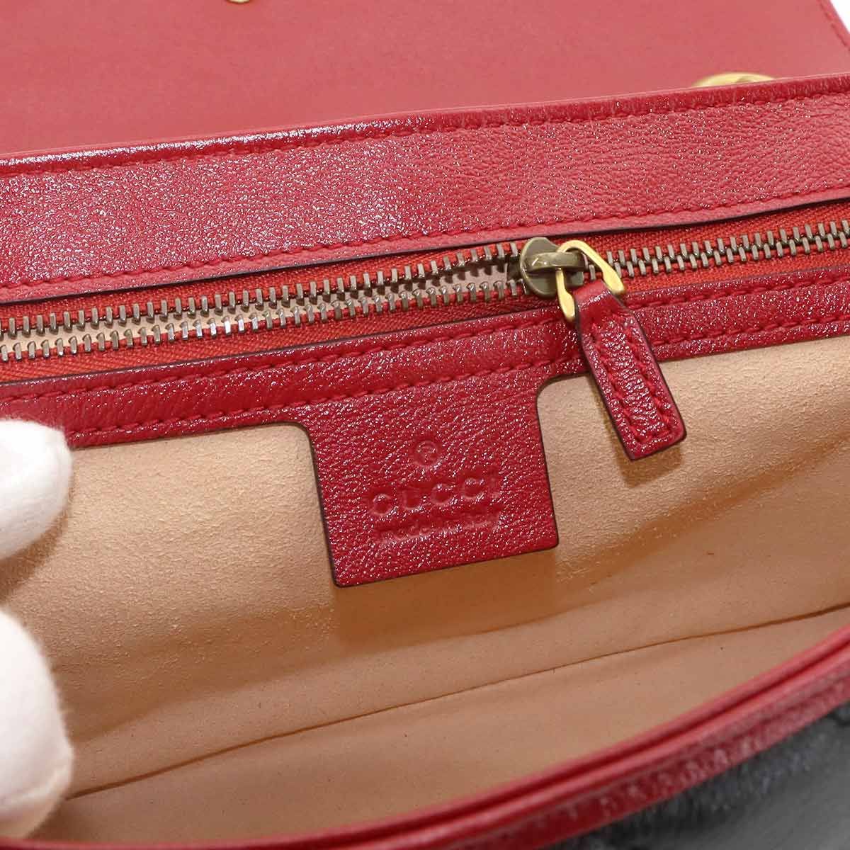 Gucci GG Marmont Shoulder Bag Leather Black Red Gold — view 8