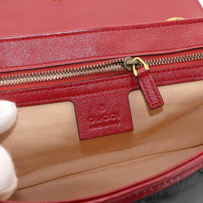 Gucci GG Marmont Shoulder Bag Leather Black Red Gold — view 8