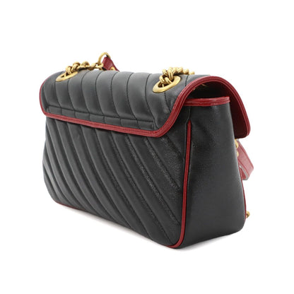 Gucci GG Marmont Shoulder Bag Leather Black Red Gold — view 4