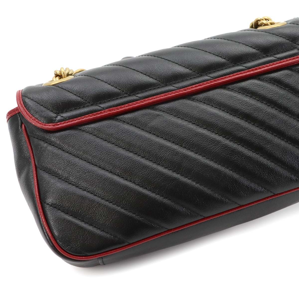 Gucci GG Marmont Shoulder Bag Leather Black Red Gold — view 9