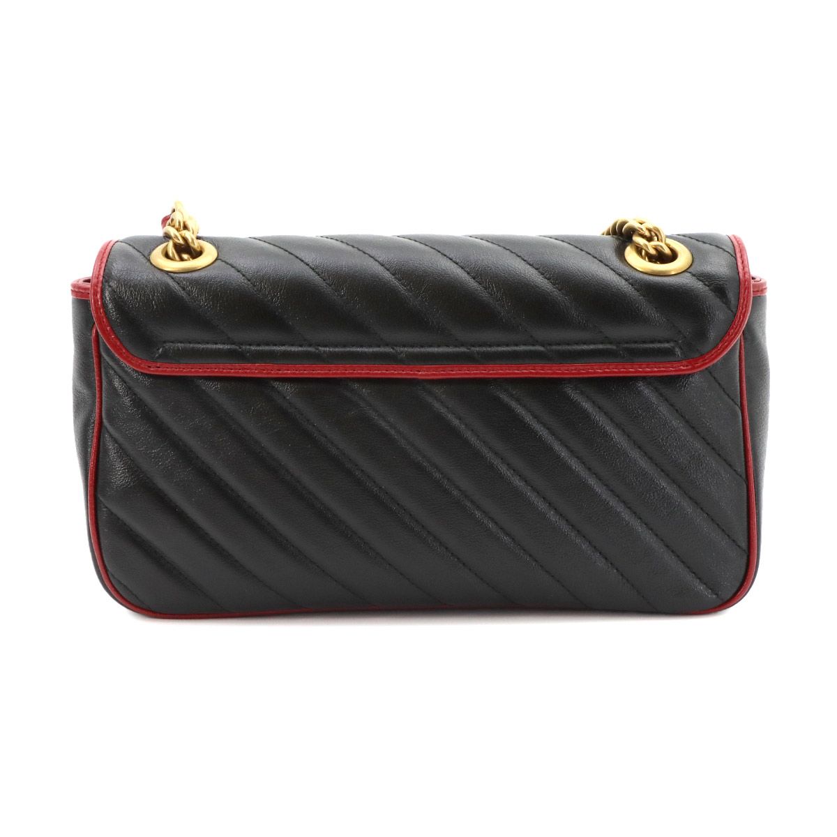 Gucci GG Marmont Shoulder Bag Leather Black Red Gold — view 3