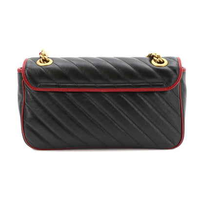 Gucci GG Marmont Shoulder Bag Leather Black Red Gold — view 3