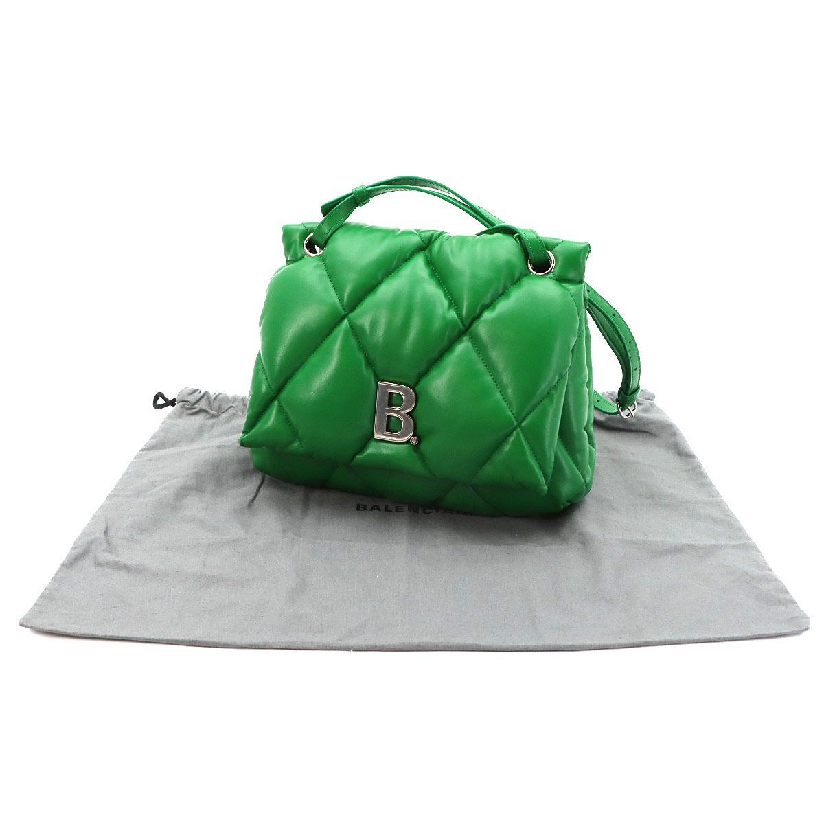 Balenciaga Touch Puffy Shoulder Bag Leather Green — view 2