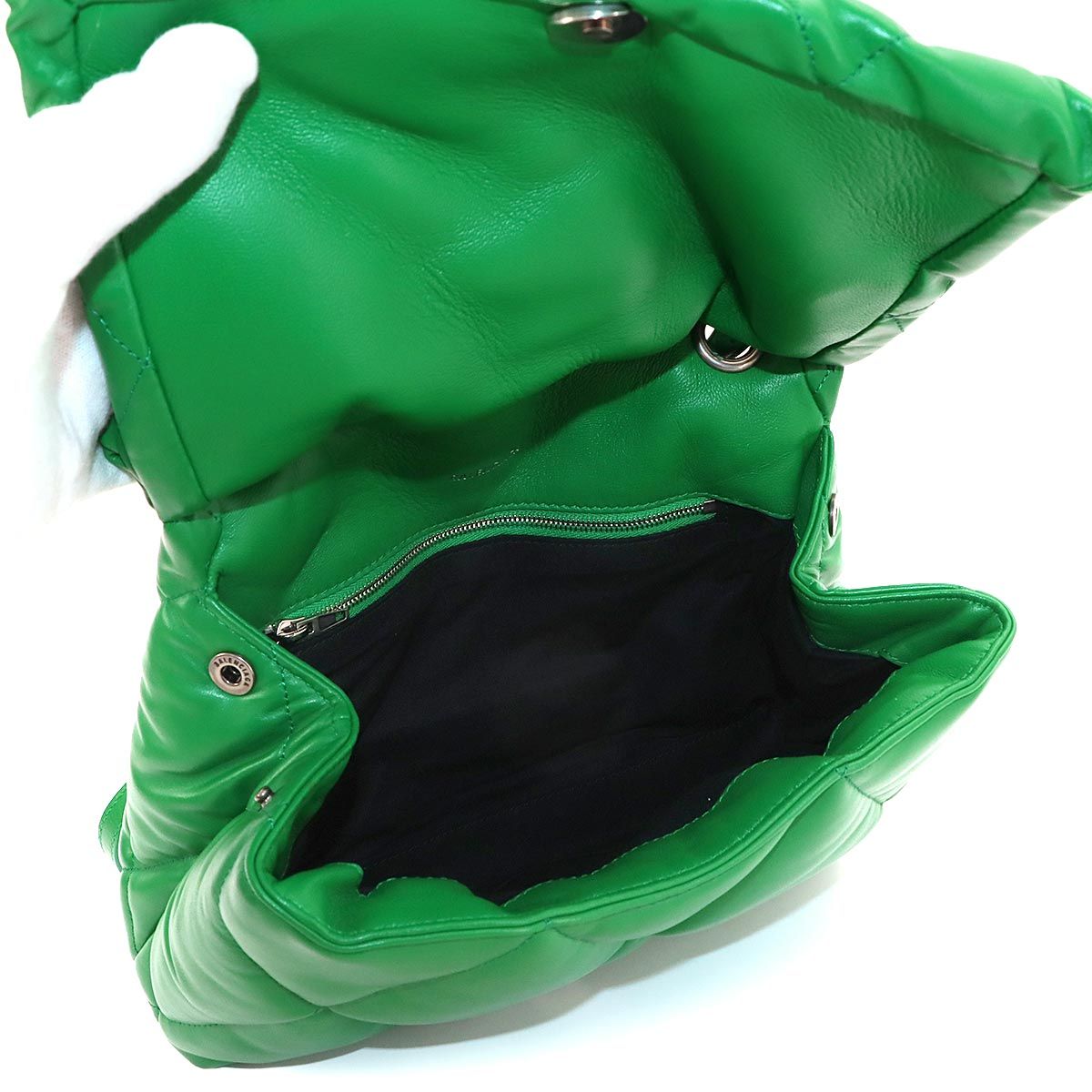 Balenciaga Touch Puffy Shoulder Bag Leather Green — view 7