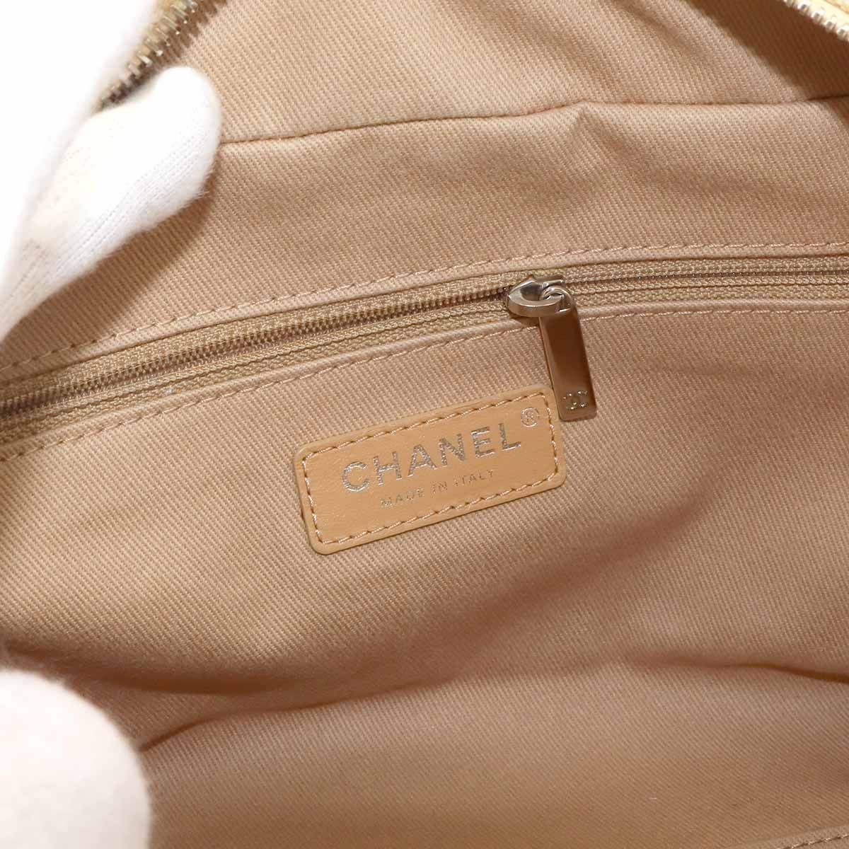 Chanel Deauville Bowling 2-Way Hand Chain Shoulder Bag Canvas Leather Beige — view 7