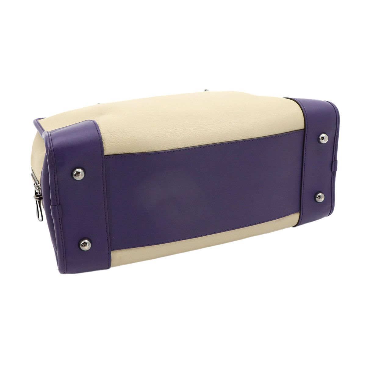 Loewe Amazona 36 Hand Bag Leather Beige Purple Gray Silver — view 5