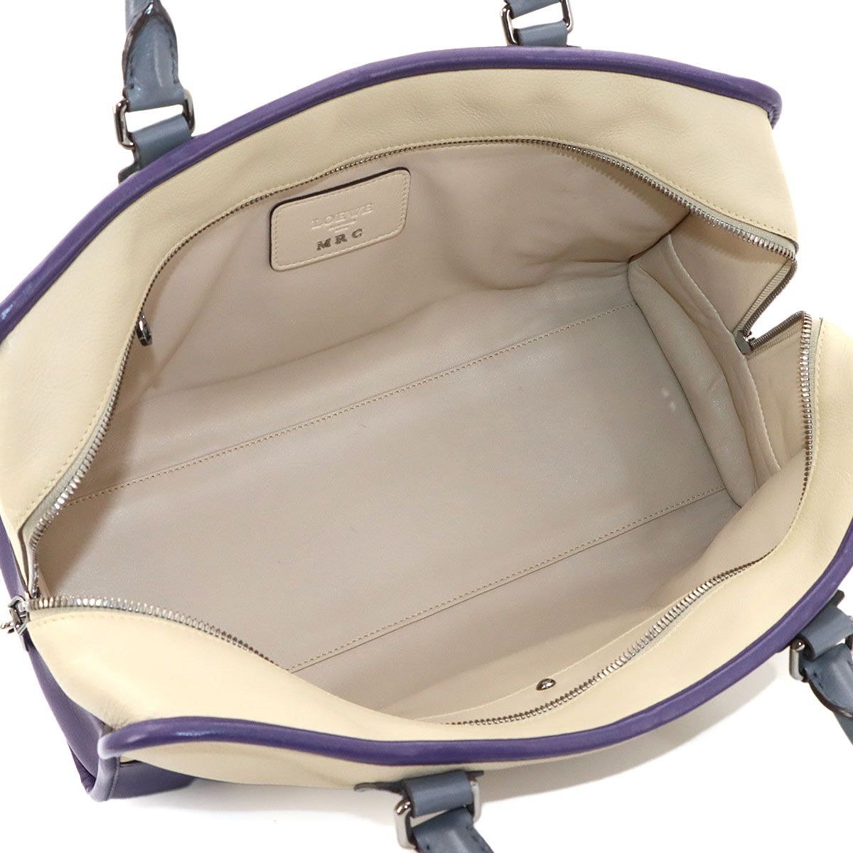 Loewe Amazona 36 Hand Bag Leather Beige Purple Gray Silver — view 7