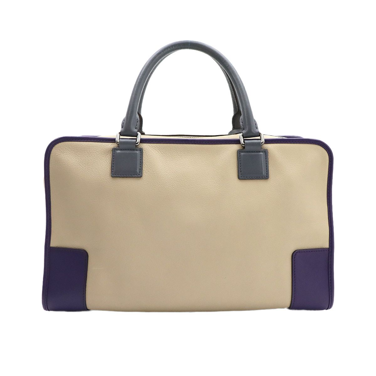 Loewe Amazona 36 Hand Bag Leather Beige Purple Gray Silver — view 3