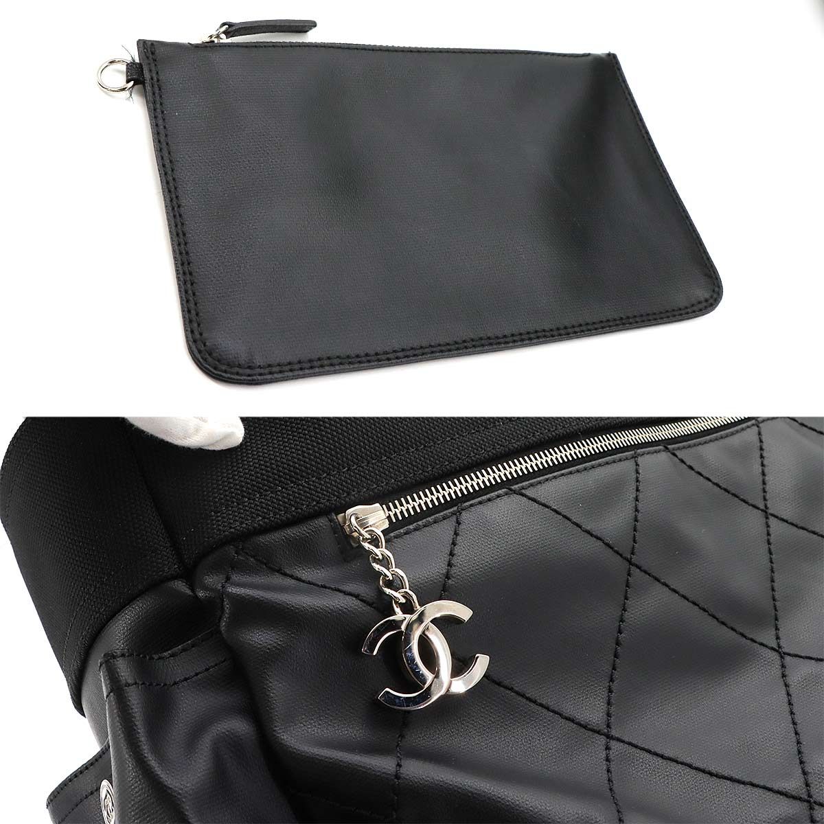 Chanel Paris Biarritz GM Tote Nylon Leather Black — view 9