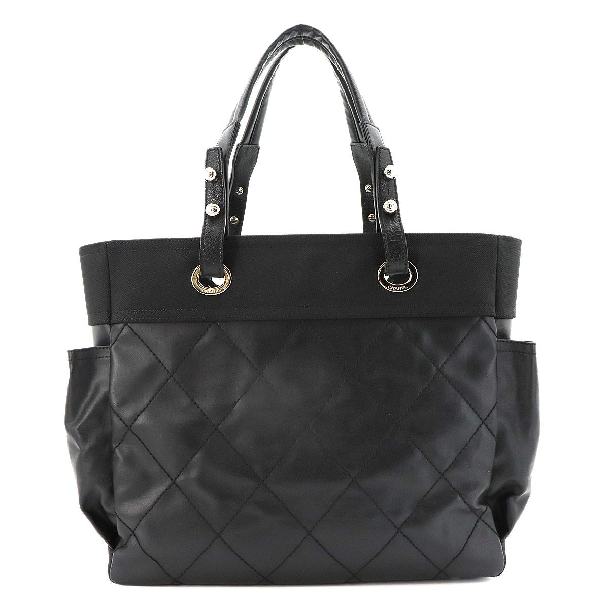 Chanel Paris Biarritz GM Tote Nylon Leather Black — view 2