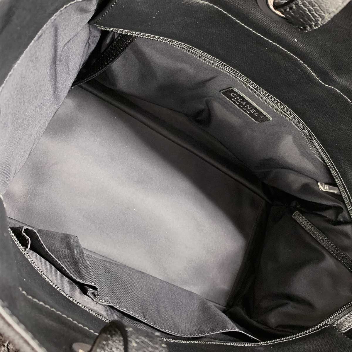 Chanel Paris Biarritz GM Tote Nylon Leather Black — view 8