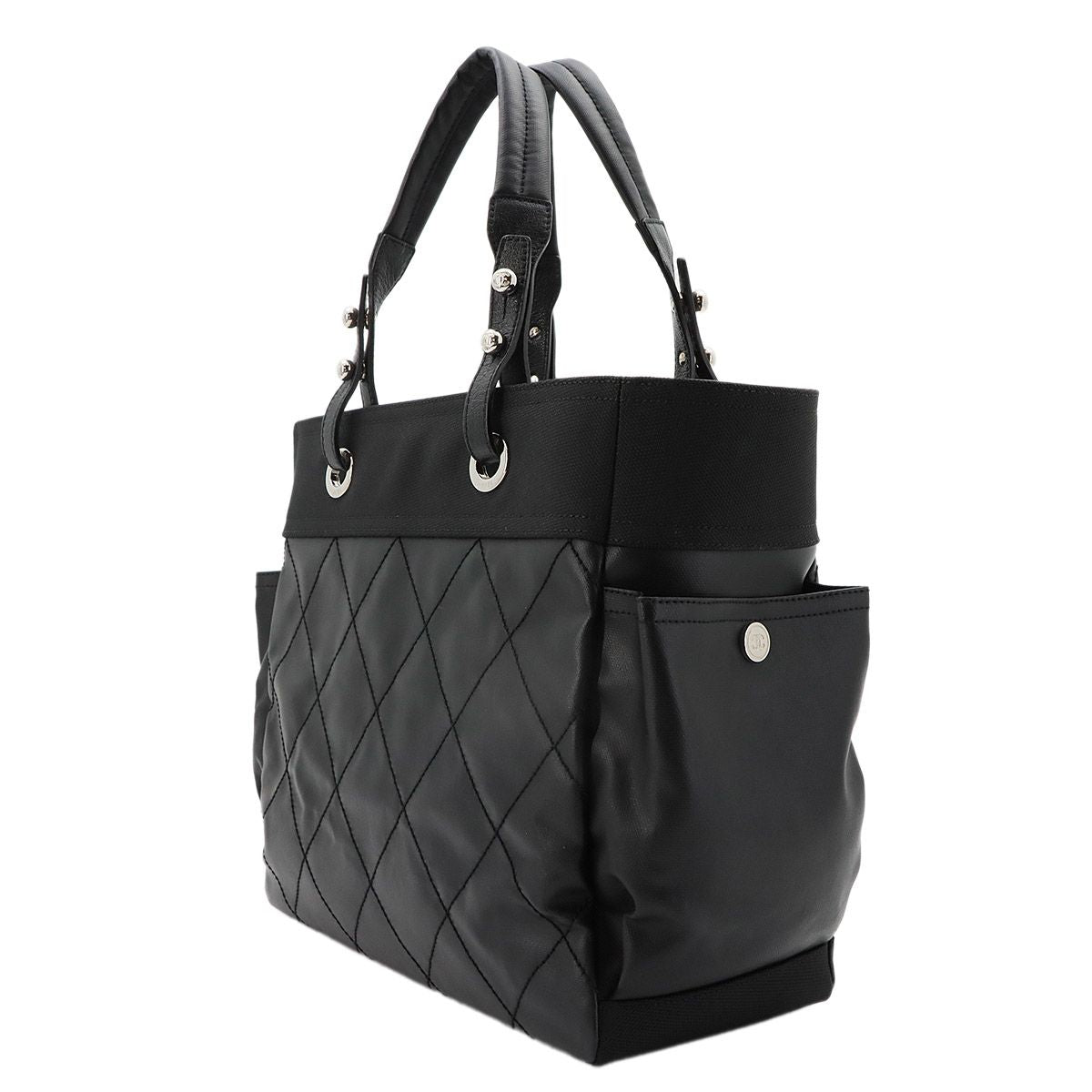 Chanel Paris Biarritz GM Tote Nylon Leather Black — view 3
