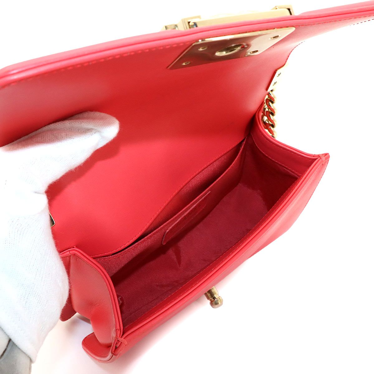 Chanel Small Chain Shoulder Bag Tweed Leather Pink White — view 7
