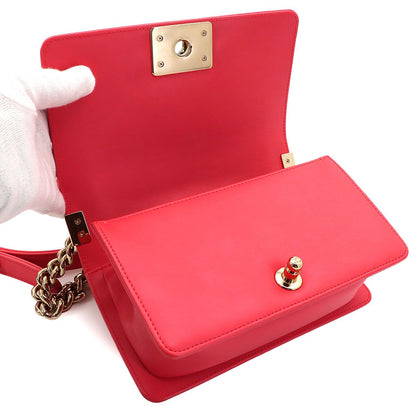Chanel Small Chain Shoulder Bag Tweed Leather Pink White — view 9