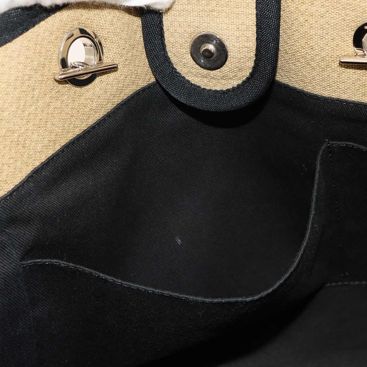 Chanel Deauville MM Chain Tote Canvas Leather Beige Black — view 8