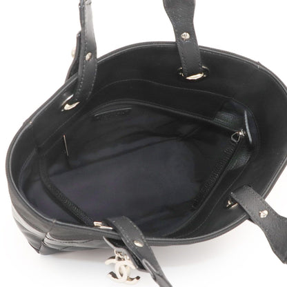 Chanel Paris Biarritz PM Tote Nylon Leather Black Silver — view 7