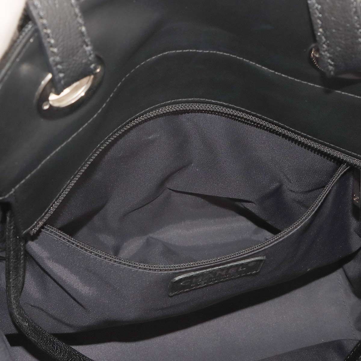 Chanel Paris Biarritz PM Tote Nylon Leather Black Silver — view 9