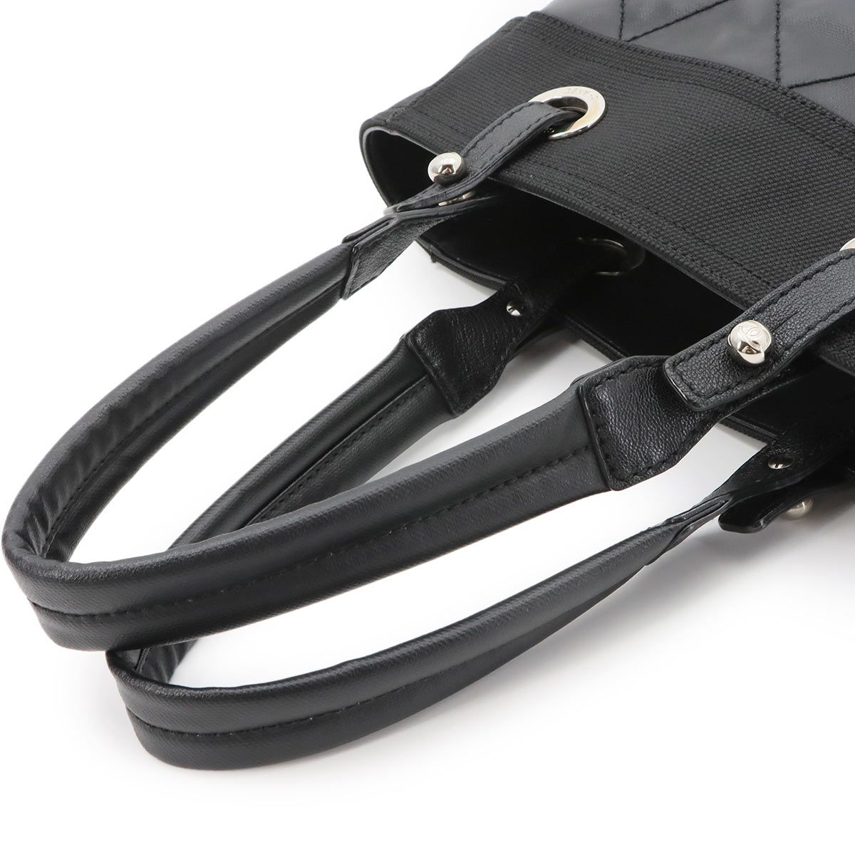 Chanel Paris Biarritz PM Tote Nylon Leather Black Silver — view 6